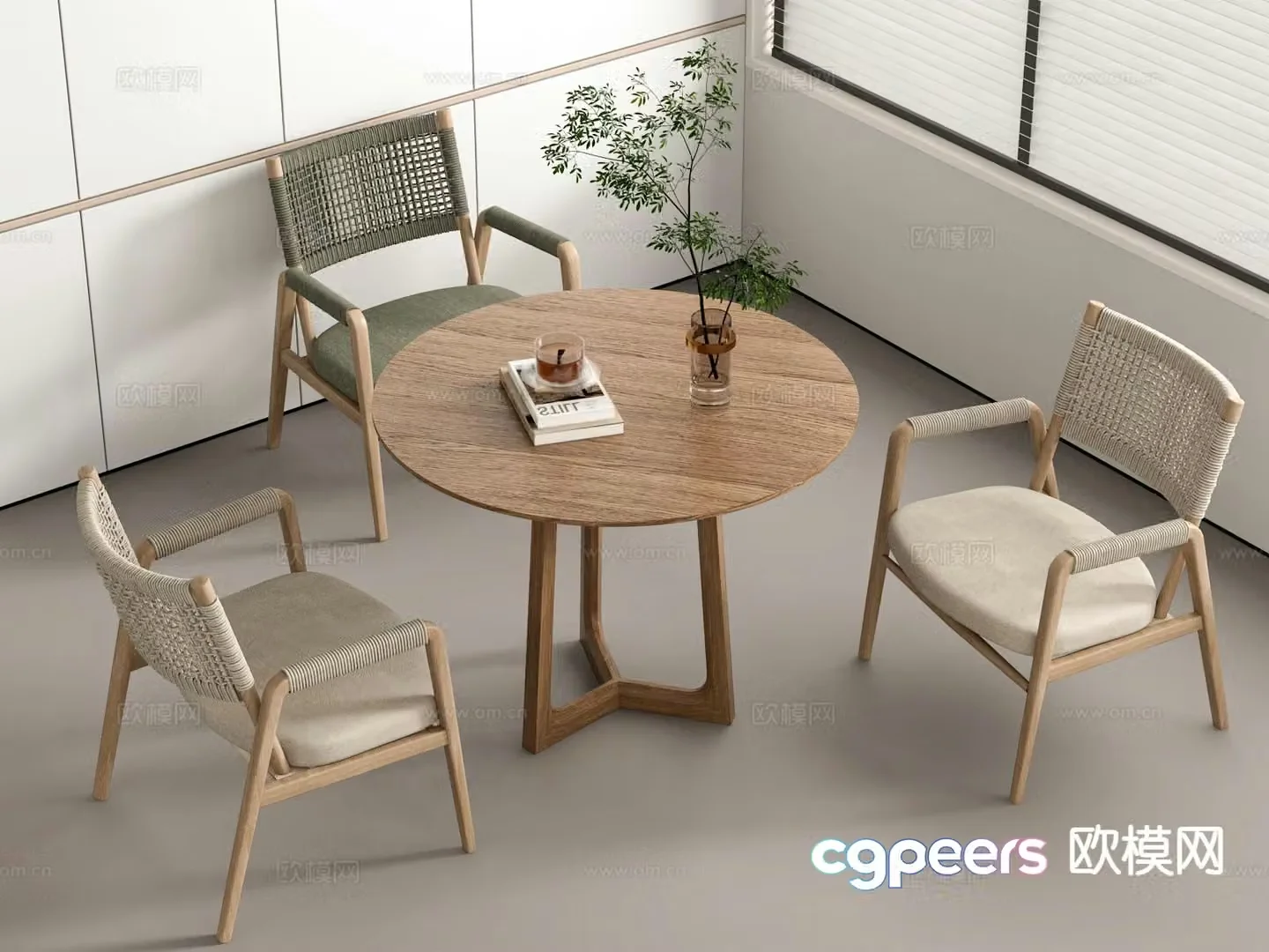Wabi Sabi Negotiation Tables and Chairs Leisure Tables and Chairs 3D Model