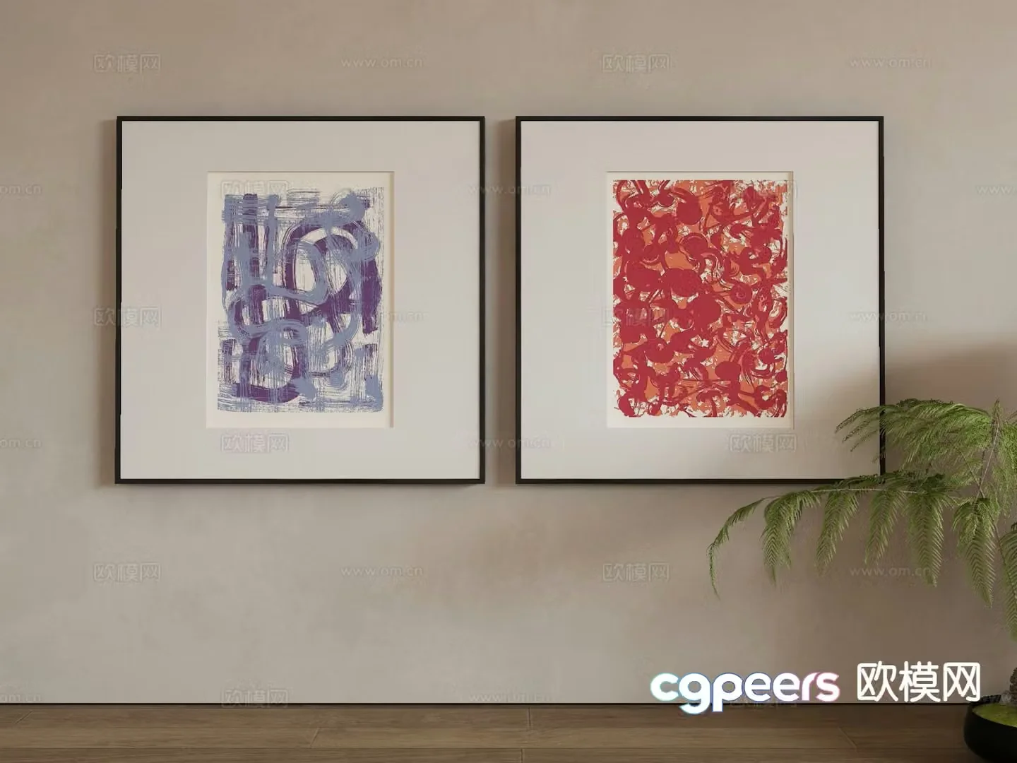 Modern art painting texture painting decorative painting 3d model