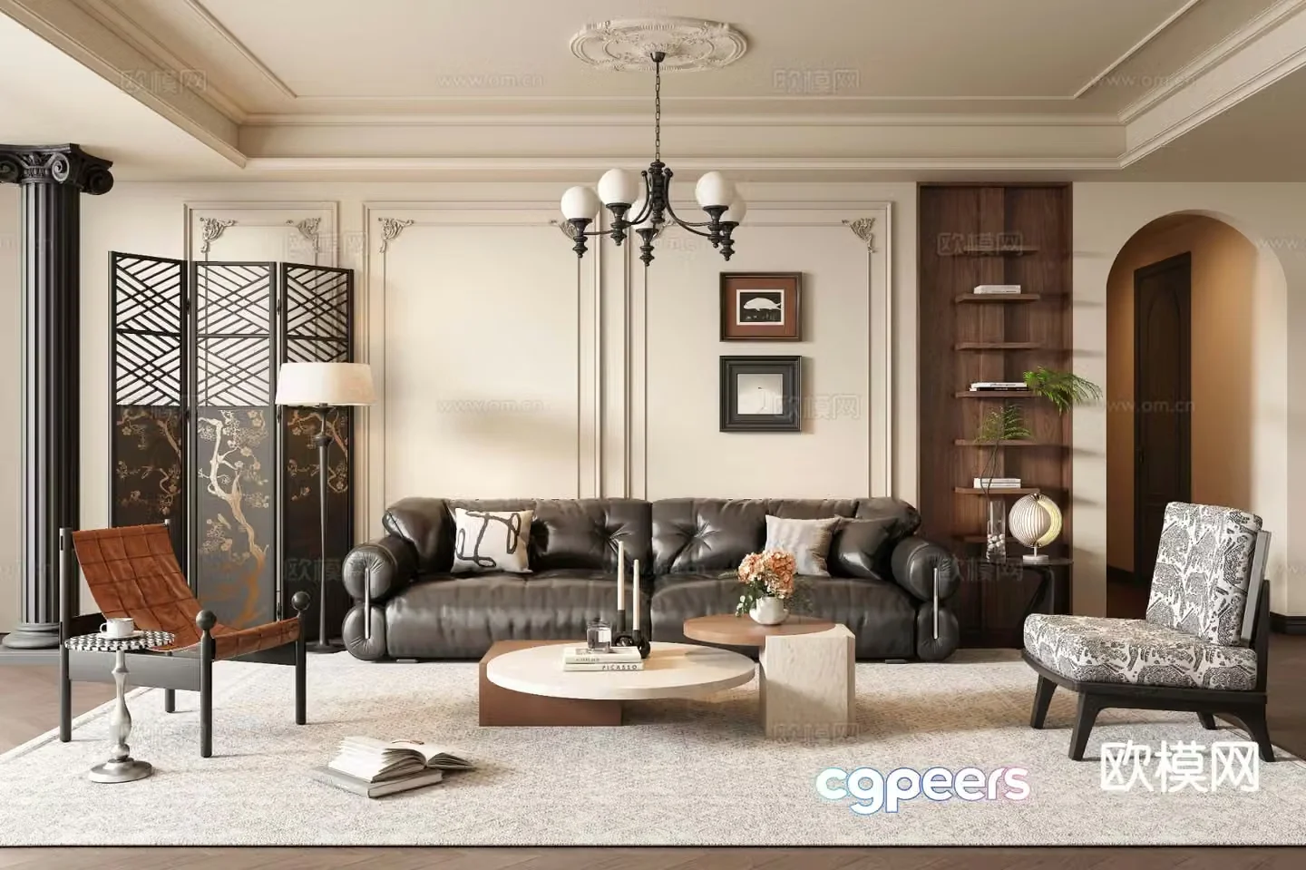 French retro living room 3d model