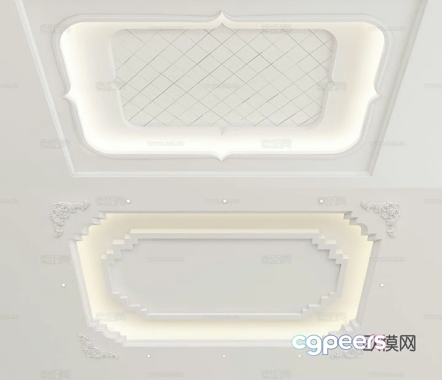 European style ceiling carved ceiling 3d model