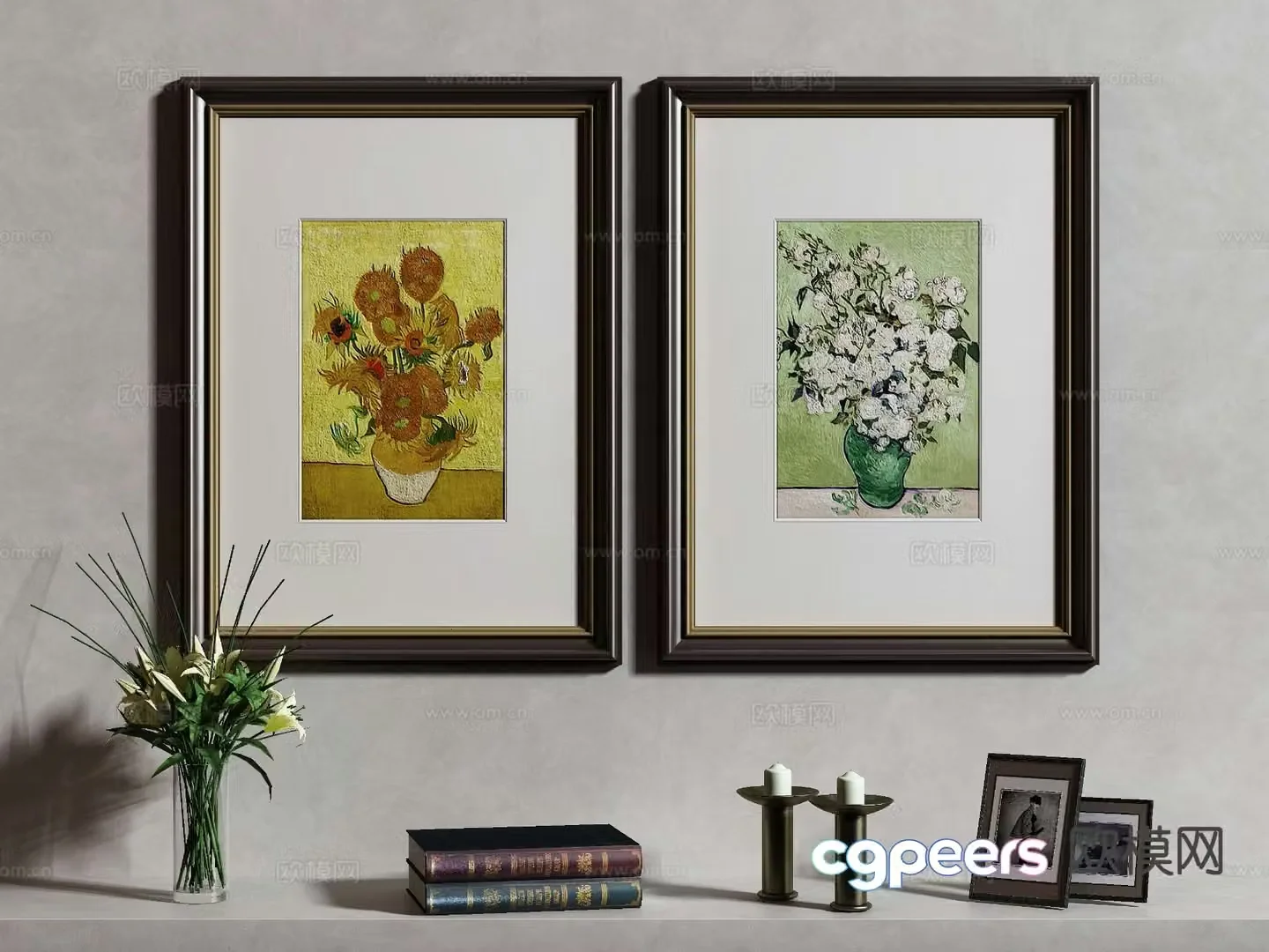 American decorative painting oil painting sunflower hanging painting 3D model