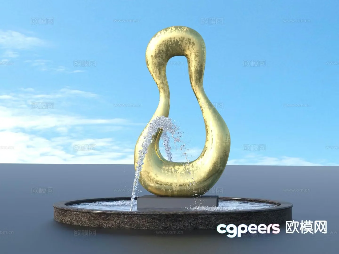 urban sculpture waterscape landscape sculpture 3d model