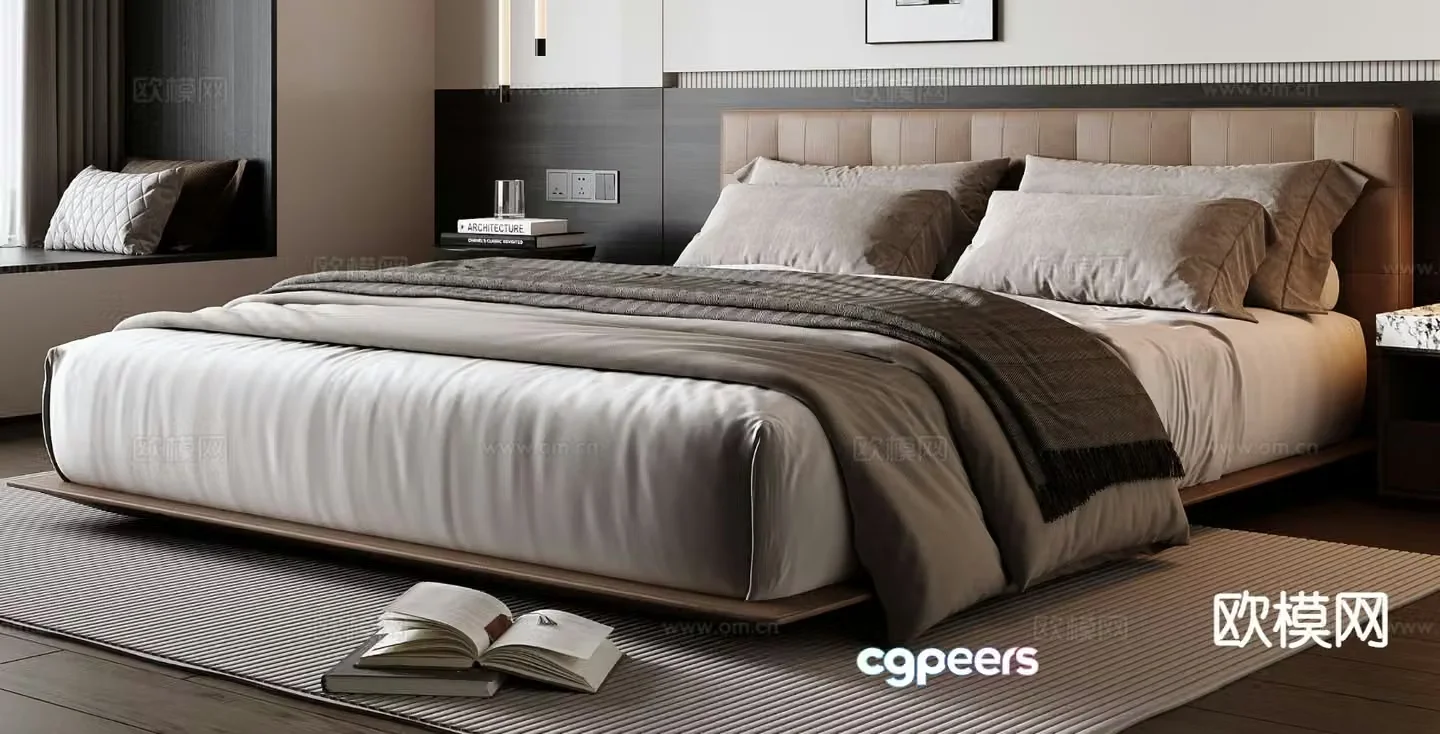 Italian double bed 3d model