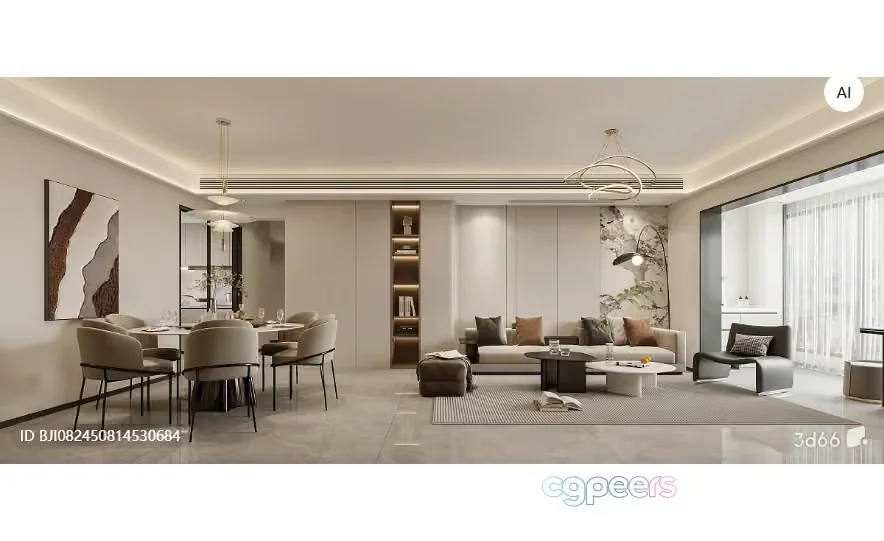 Modern Living Room 3D Model – 712 – VRAY Render