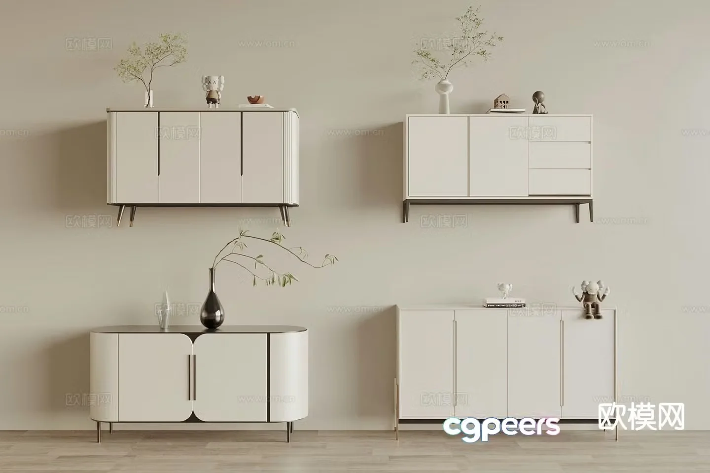 Creamy wind end view cabinet 3D model