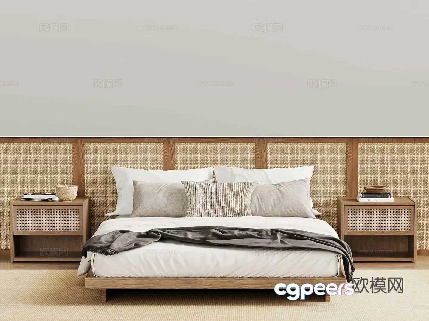 Wasabi Middle Style Double Bed Room Standard 3D Model