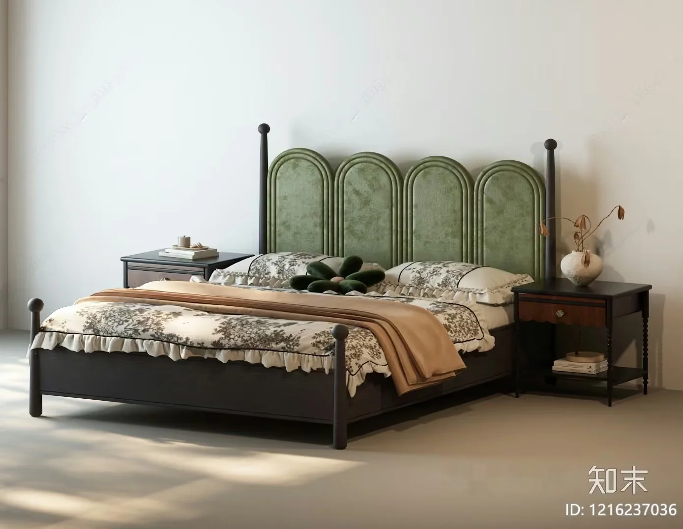 A Bedroom With A Large Bed 3D Model – 15071 – VRAY Render