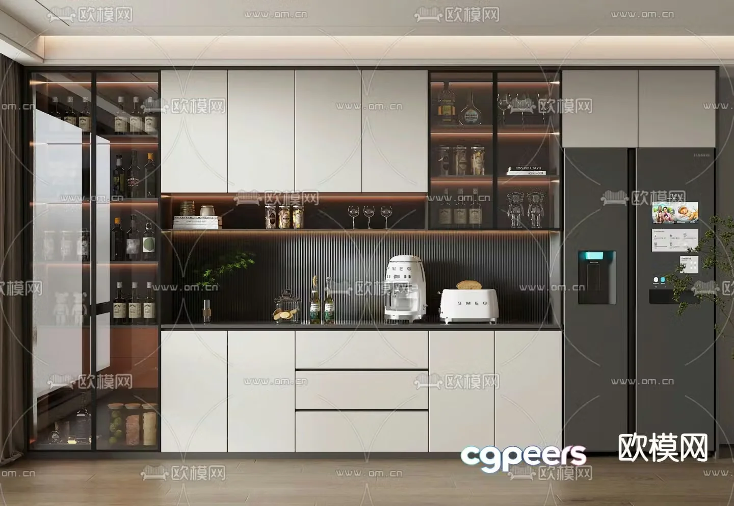 Modern wine cabinet sideboard 3d model