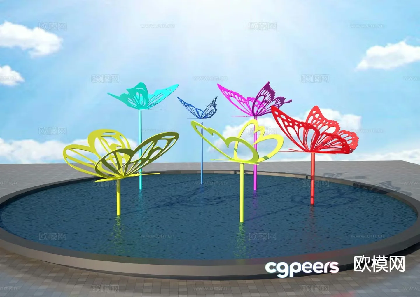 Butterfly silhouette sculpture urban sculpture 3d model