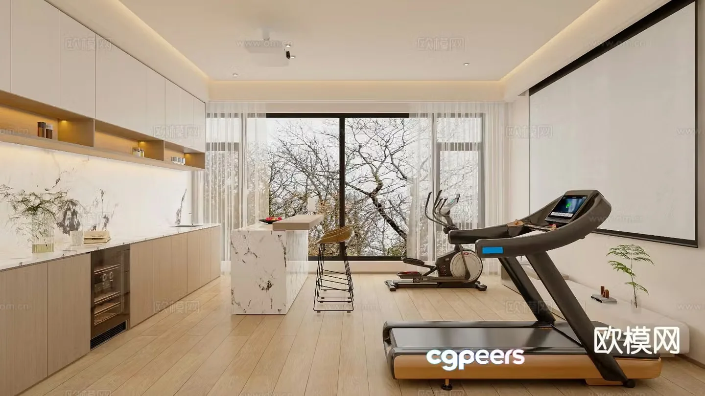 Cream style leisure room gym 3d model