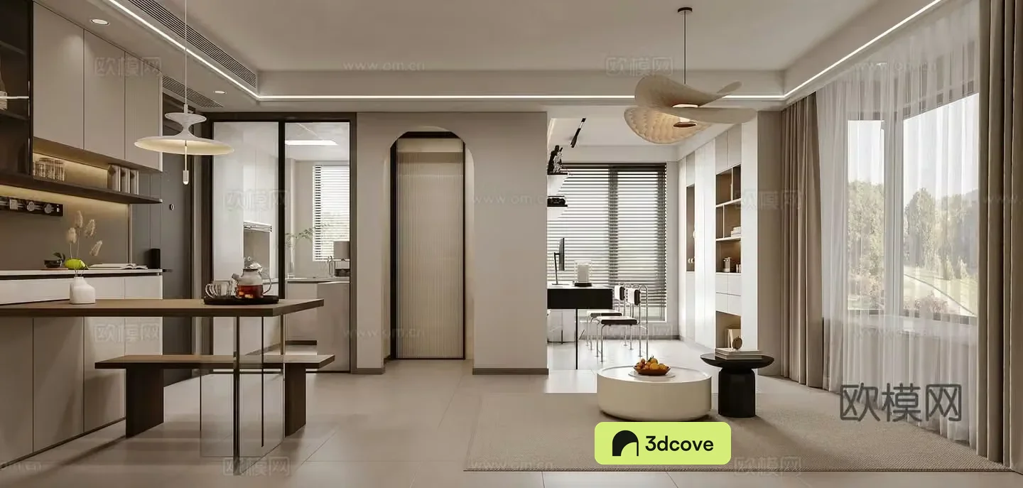 Modern living and dining room small apartment