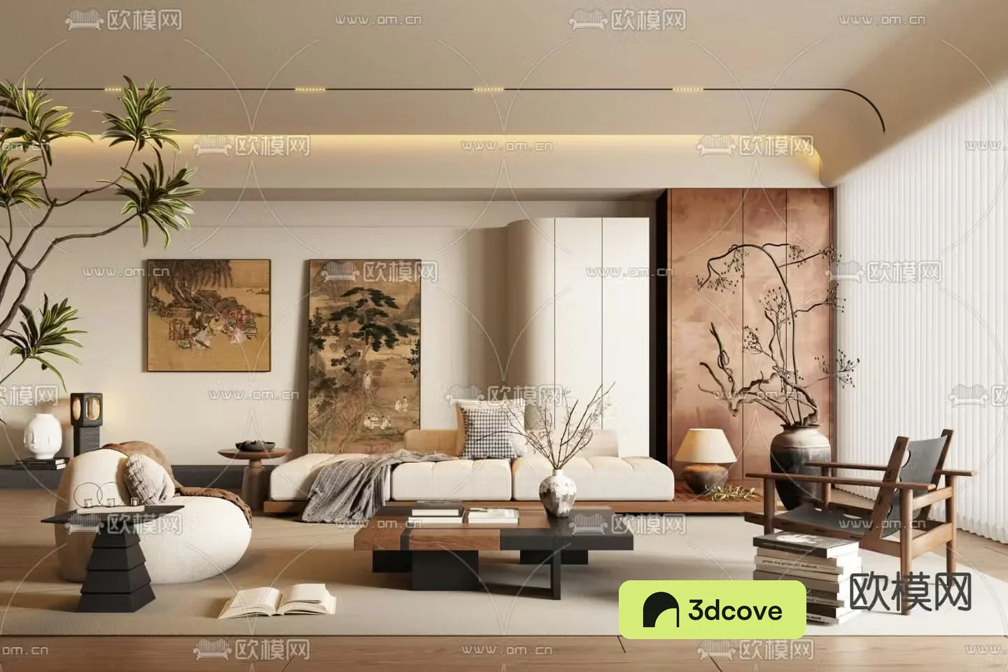 Middle-aged living room 3d model