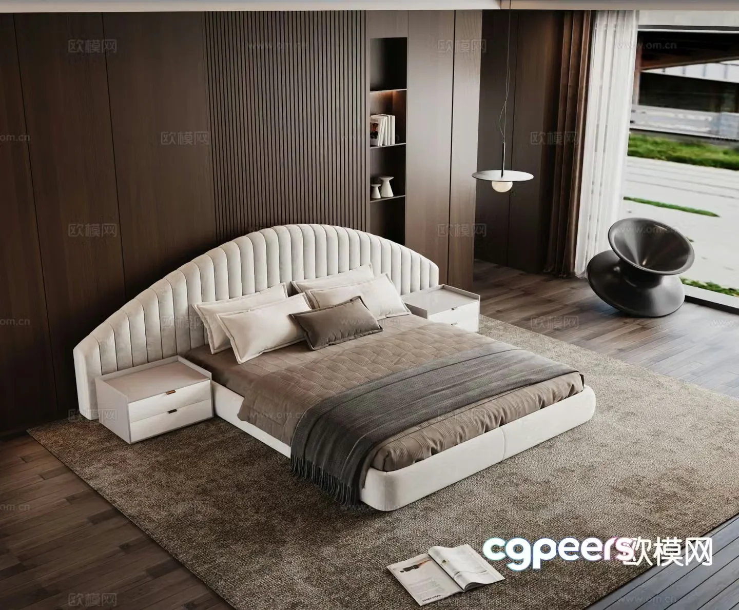 Modern double bed 3d model