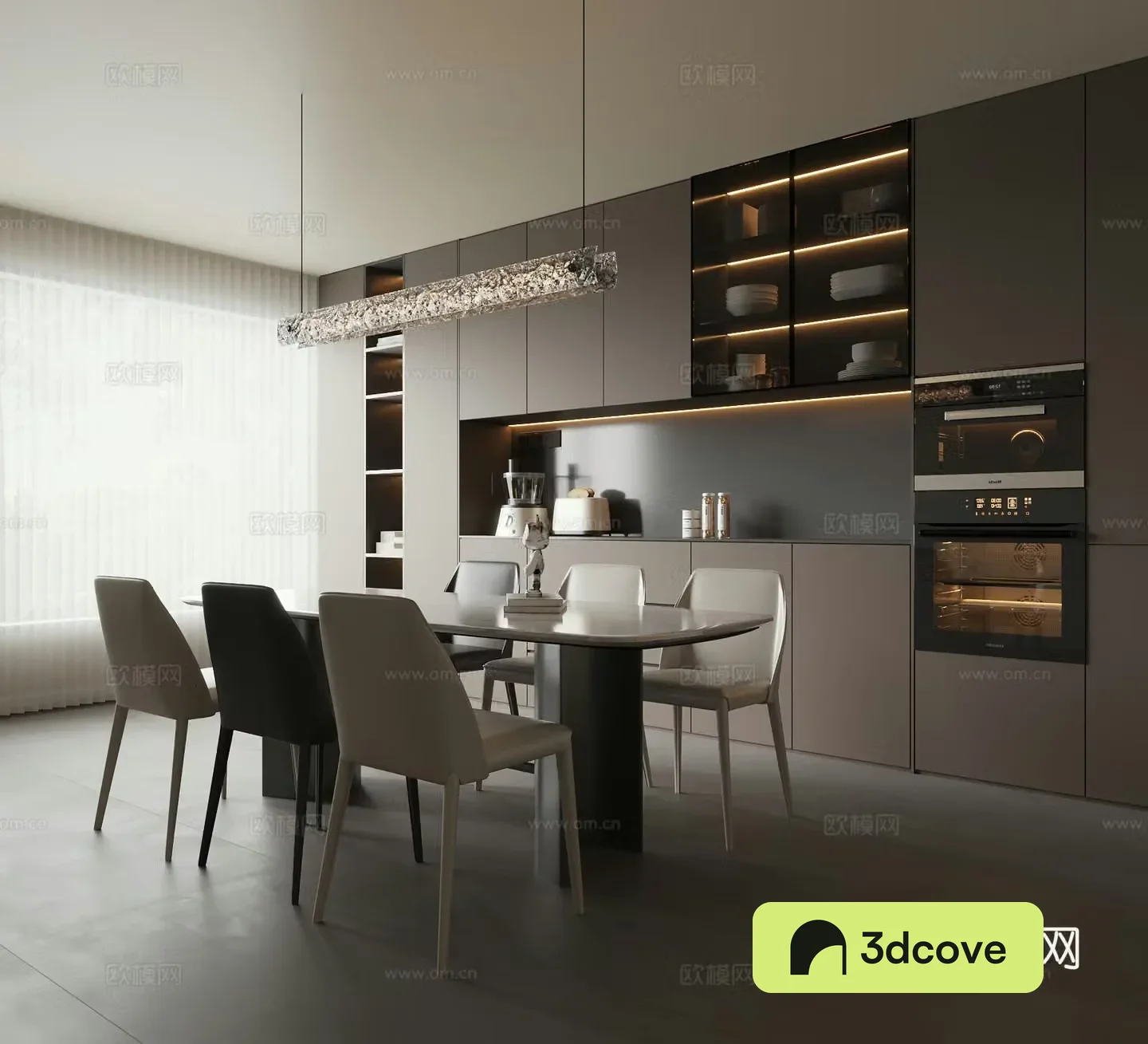 Modern Italian restaurant wine cabinet dining table and chair
