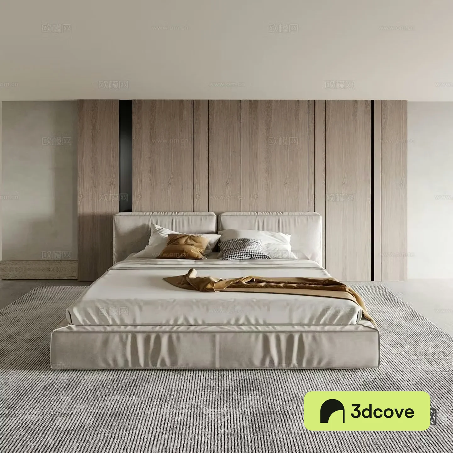 Modern double bed fabric bed