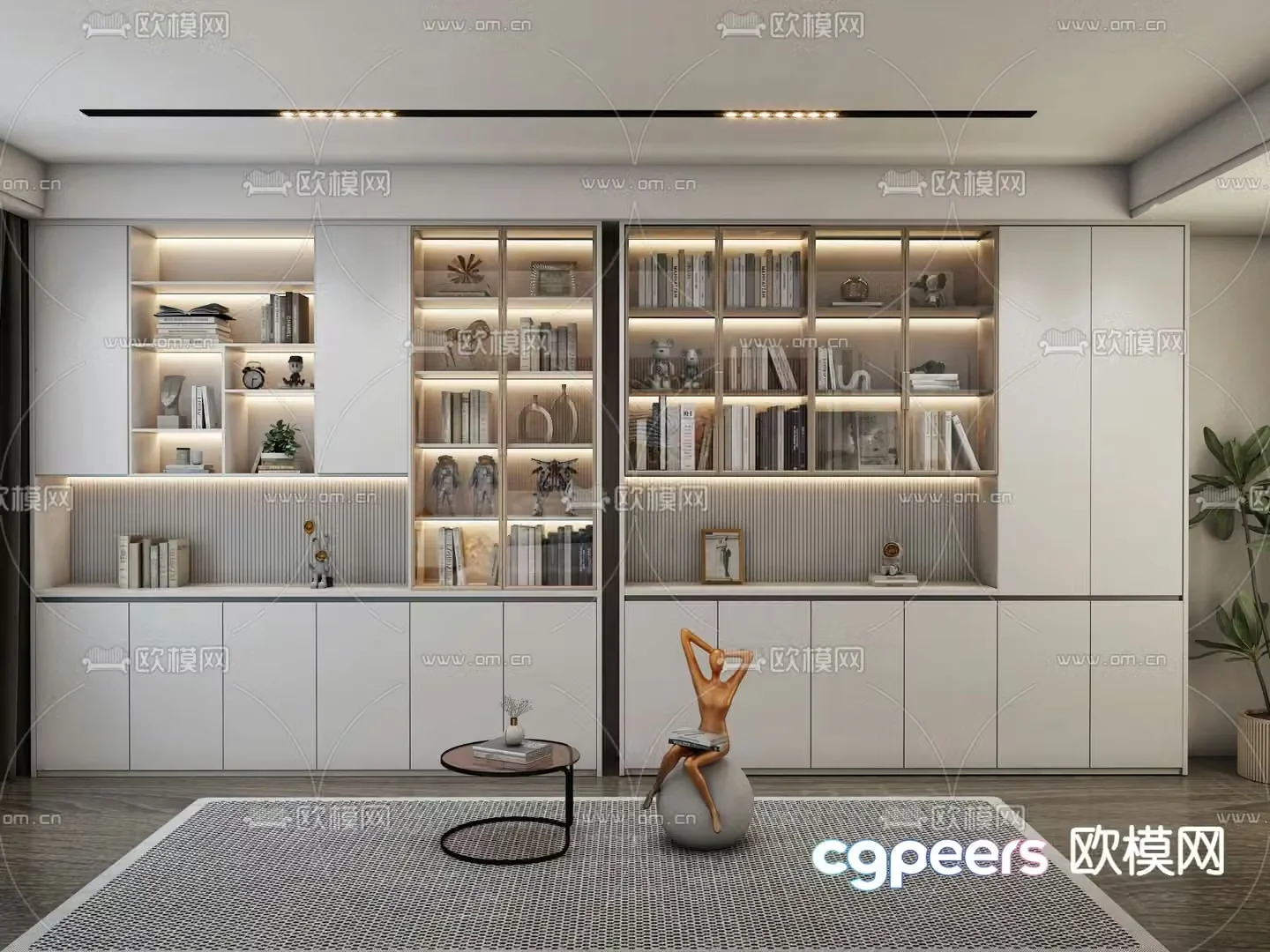 Modern bookcase display cabinet 3d model