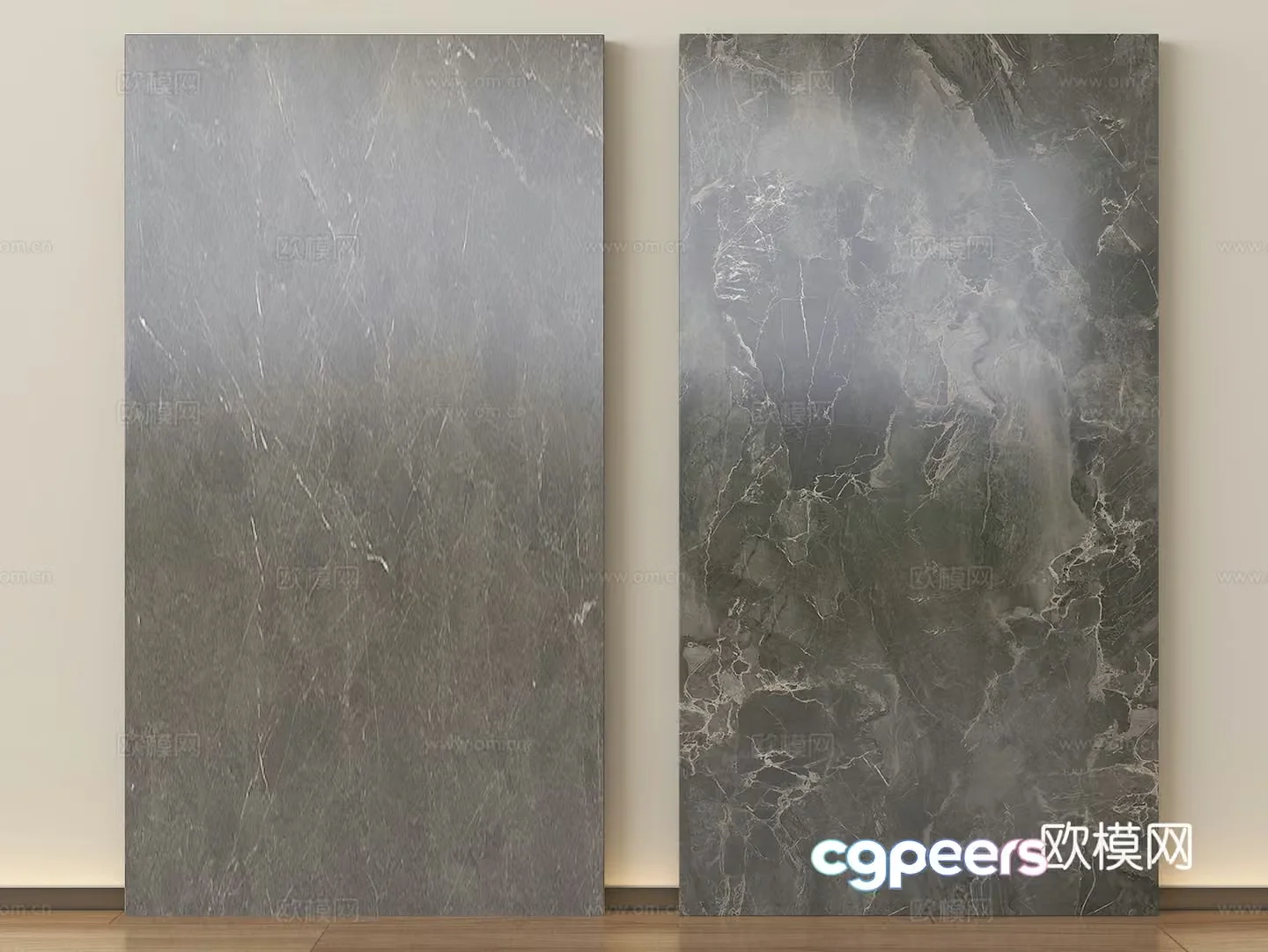Two Large Grey Marble Panels 3D Model – 13328 – VRAY Render