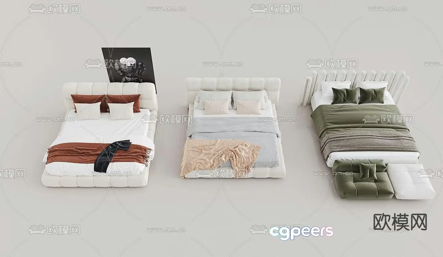 Modern double bed 3d model
