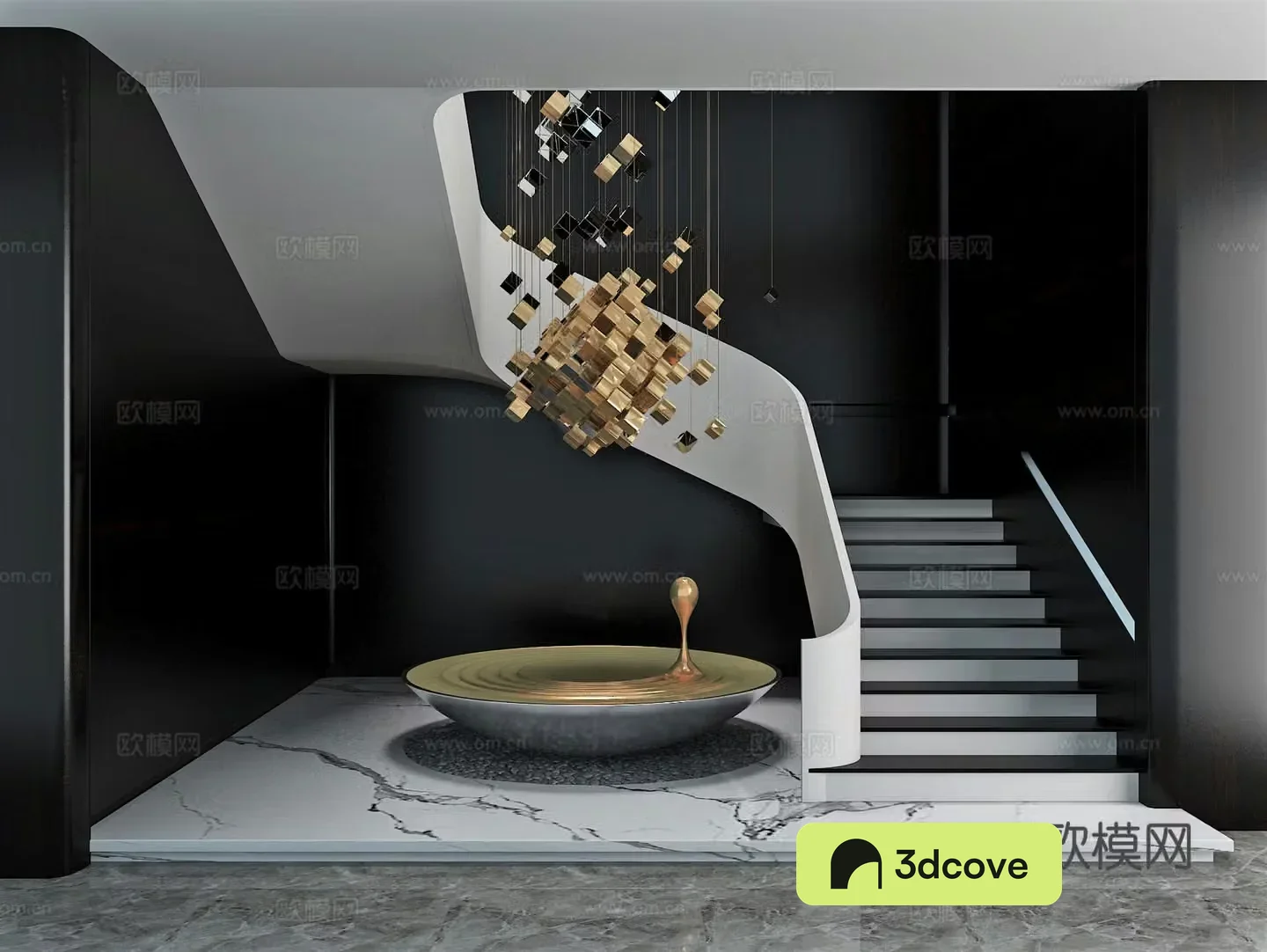 Stairwell beautiful palace handrail installation sculpture landscaping