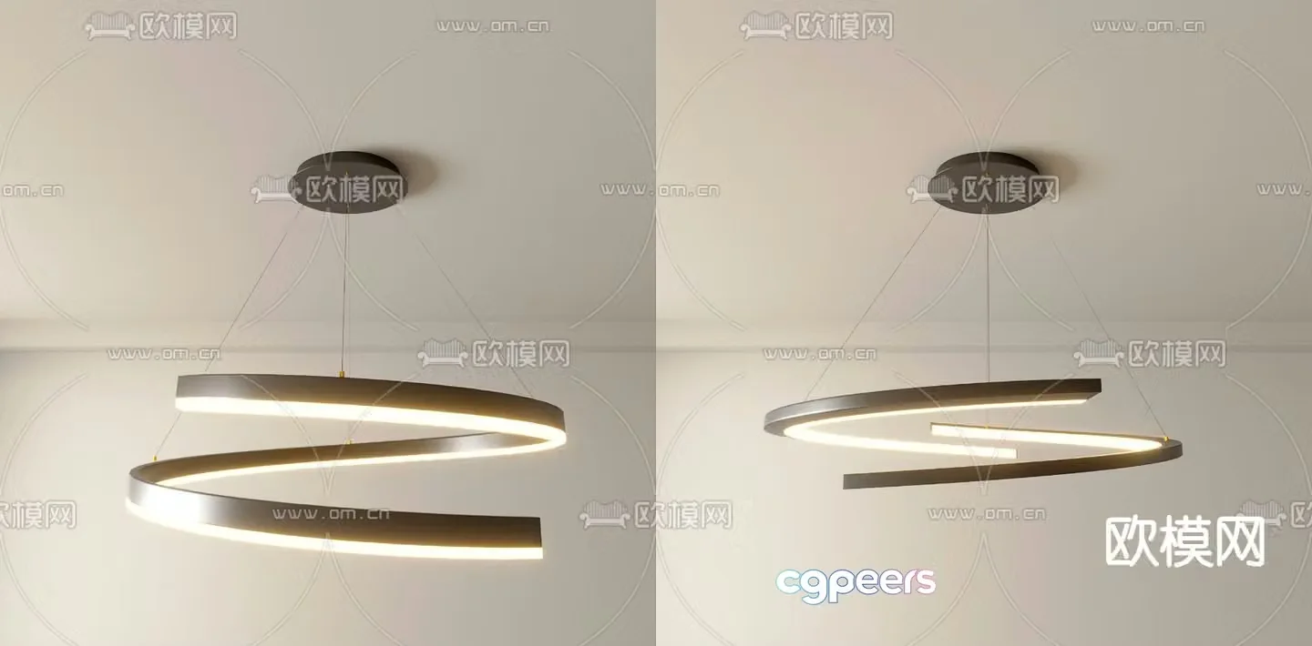 Curved chandelier hall chandelier 3d model