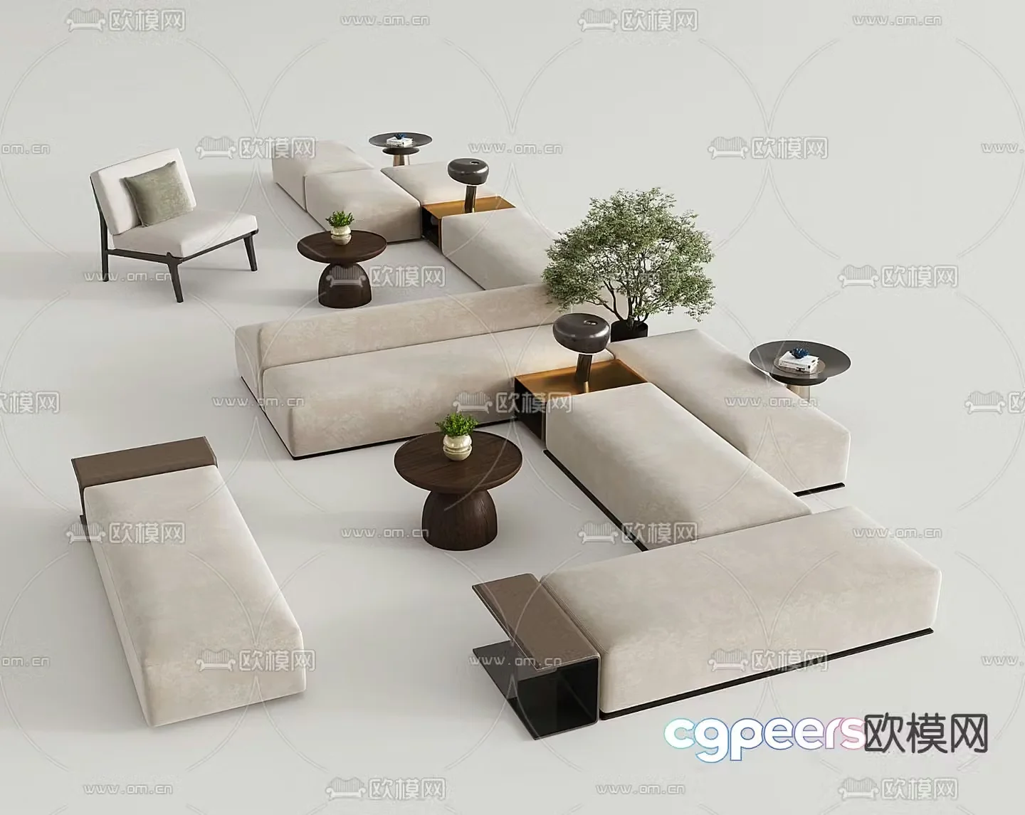 Office sofa modular sofa 3d model