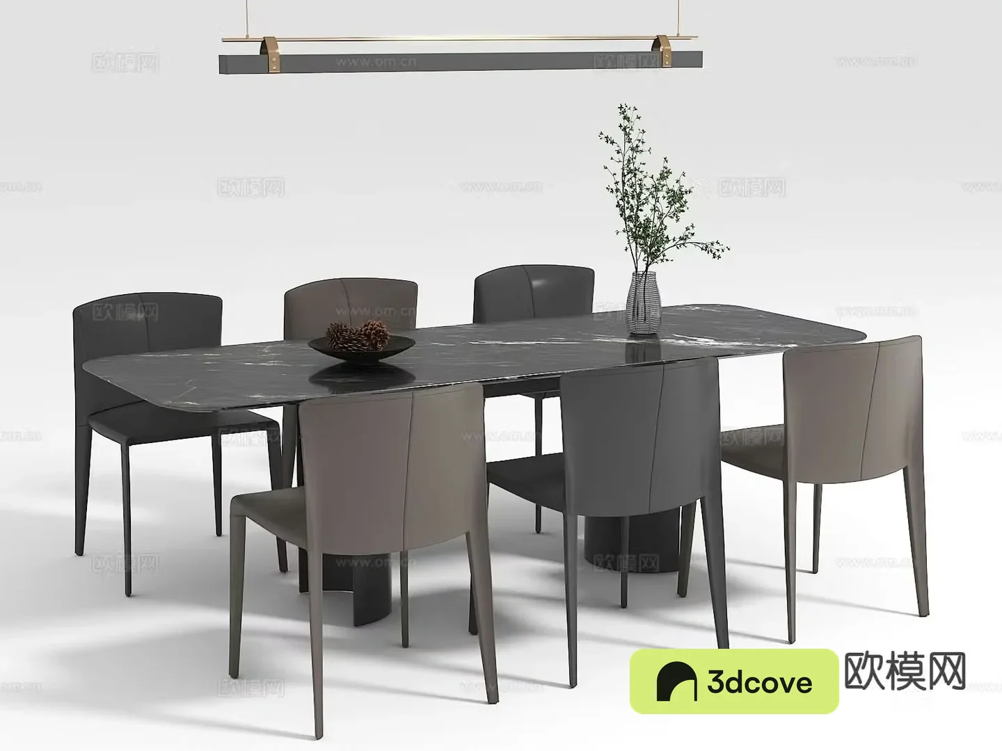 Italian long dining table and chairs