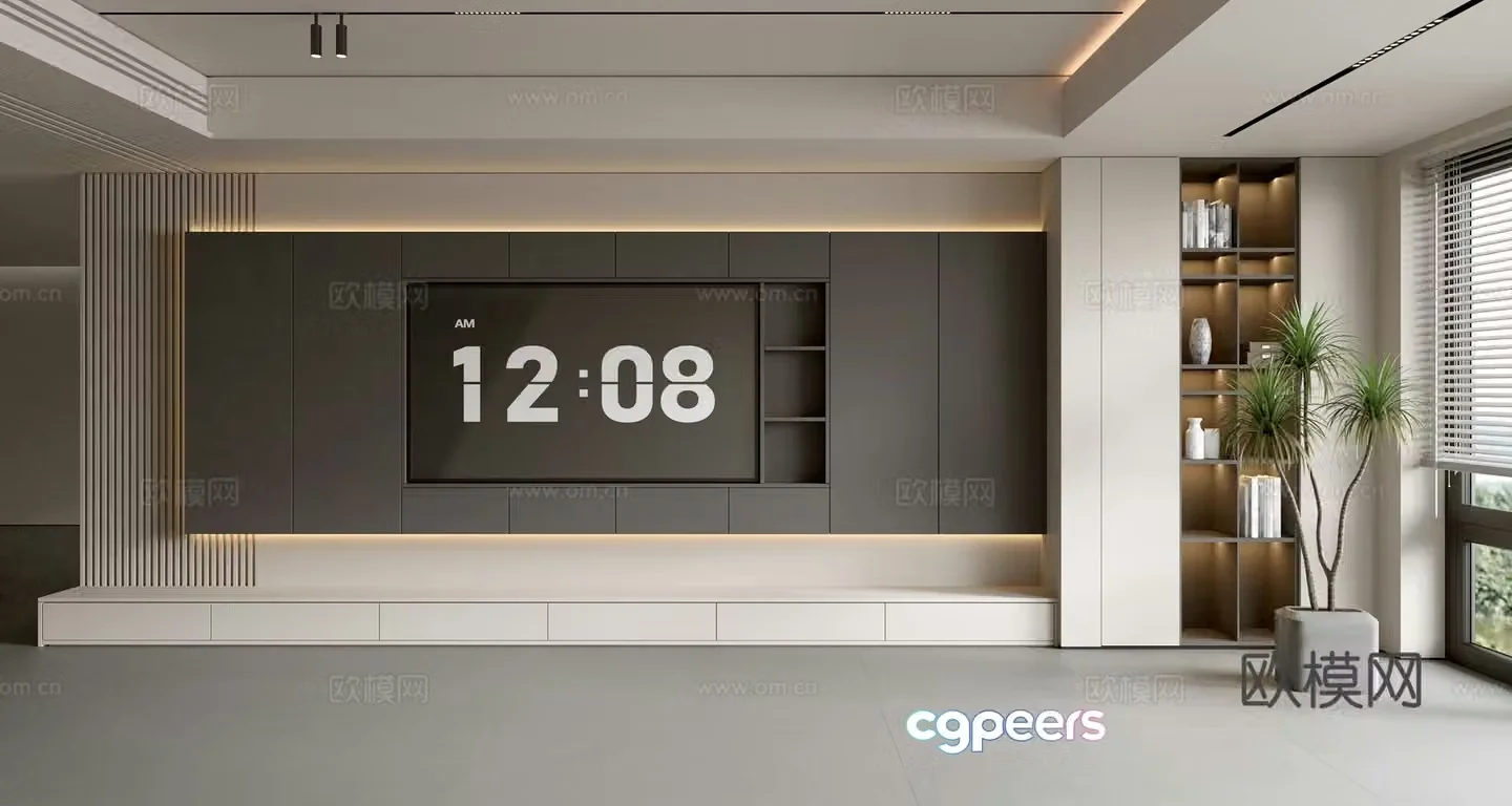 Modern TV background wall 3d model