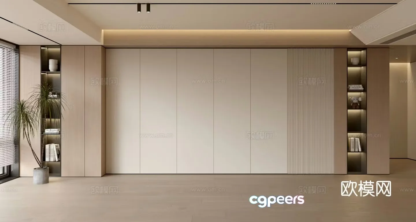 Modern minimalist background wall Sofa background wall 3d model