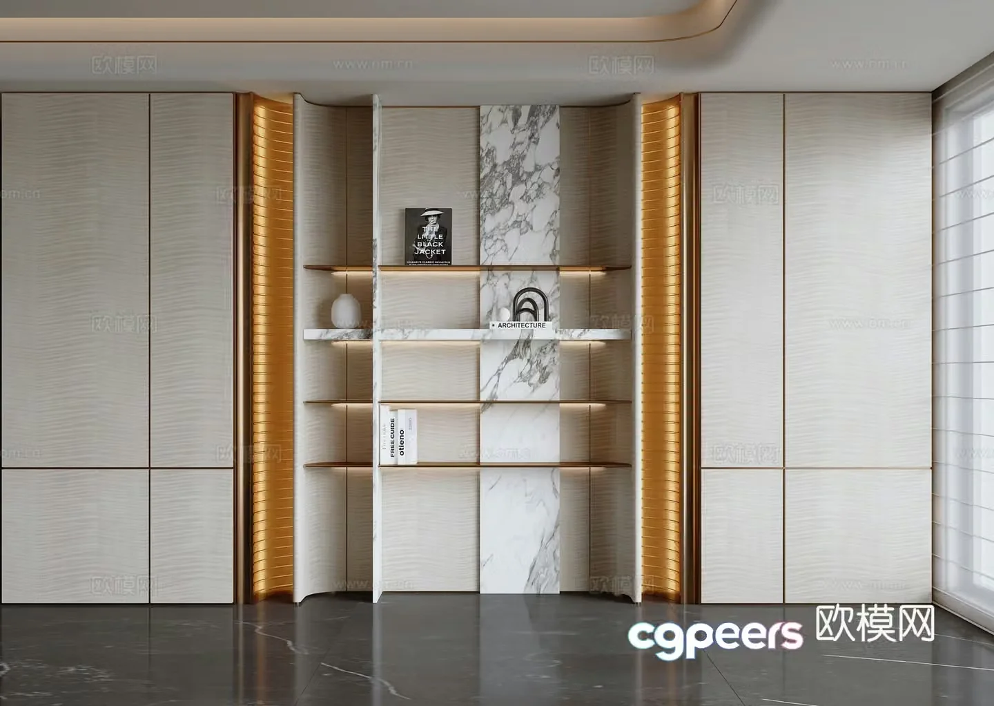 Modern light luxury bookcase 3D model