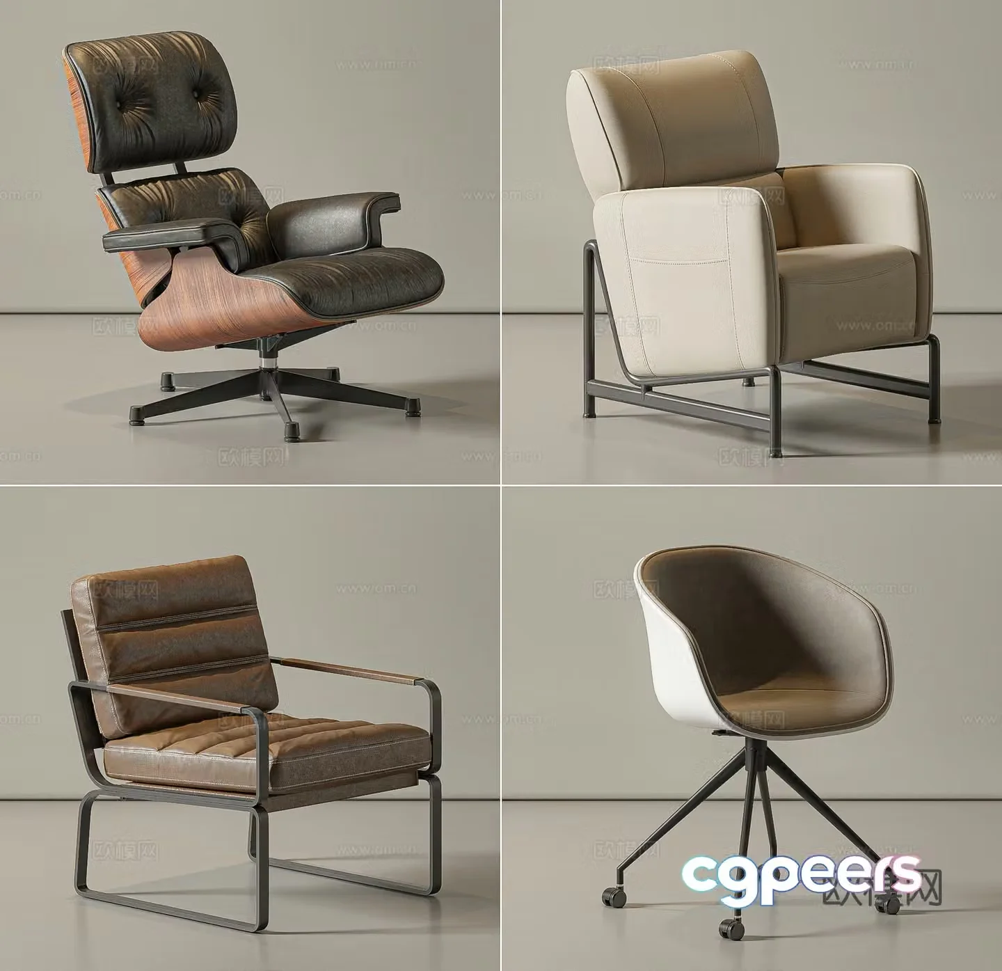 Modern single chair leisure chair 3d model
