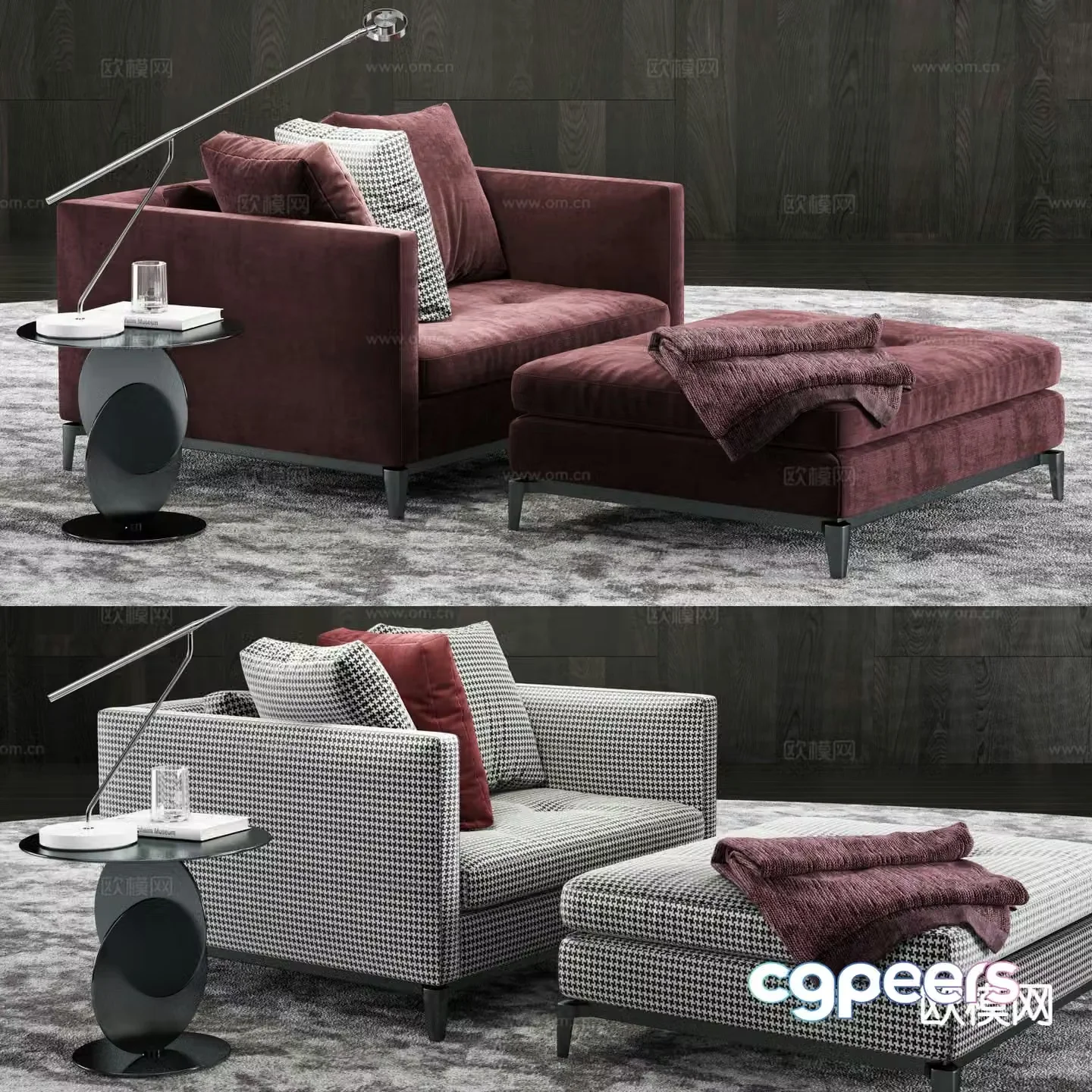Modern leisure sofa footrest single sofa 3d model