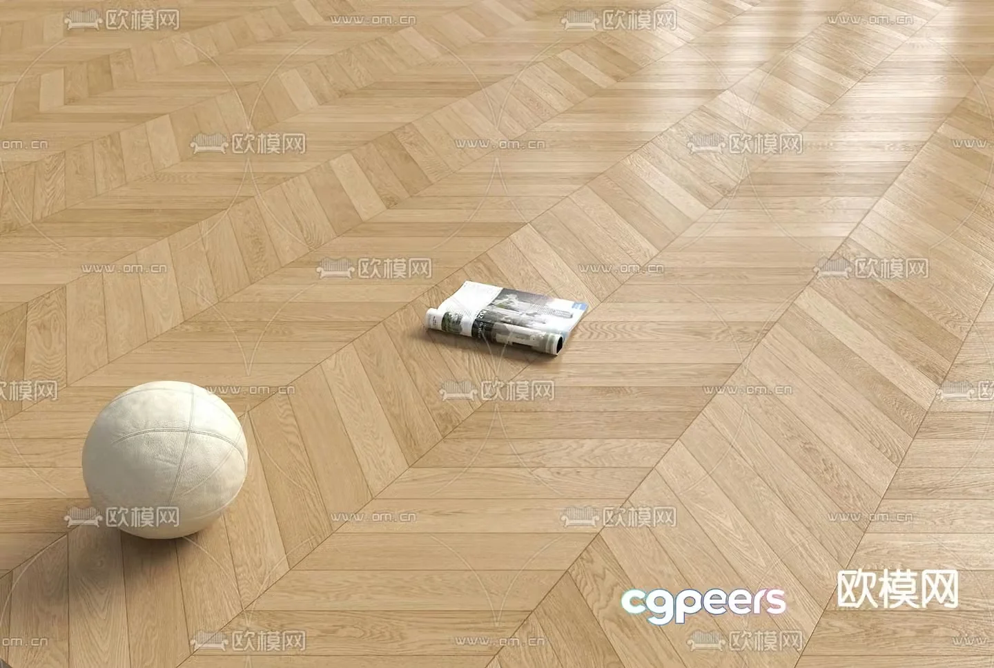 Wood floor herringbone floor 3d model