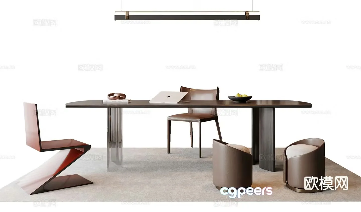 Italian desk and chair 3d model
