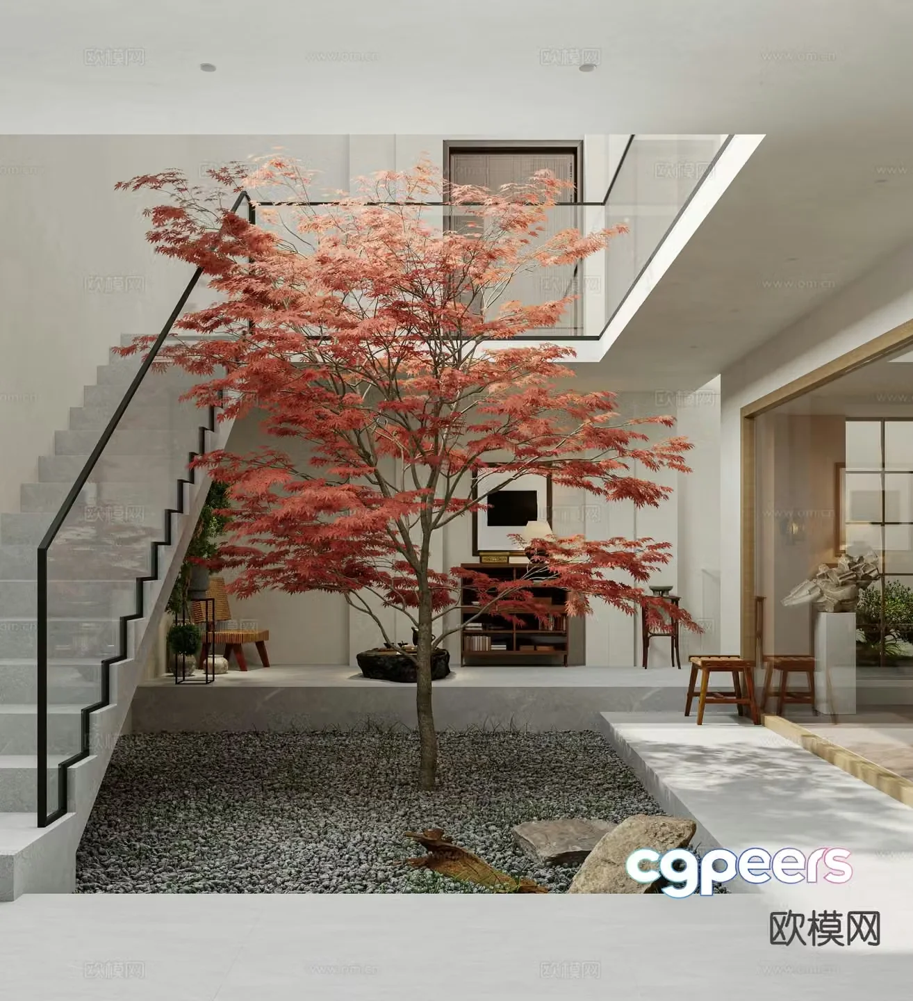 Modern courtyard landscape 3d model