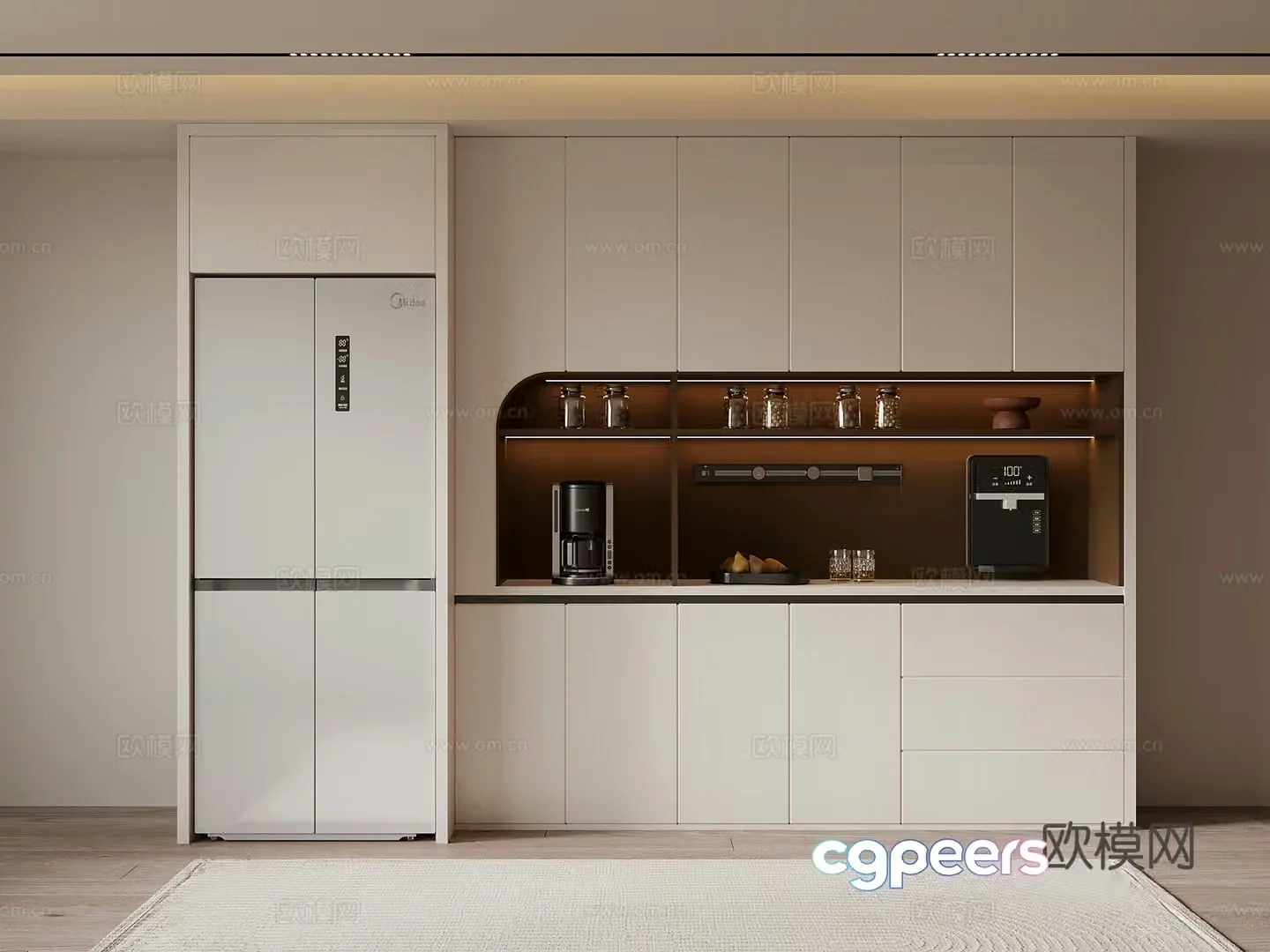 Modern simple wine cabinet sideboard 3D model