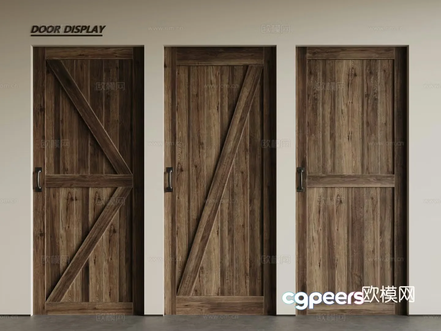 Modern industrial single-opening door wooden door swing door single-opening door combination 3D model