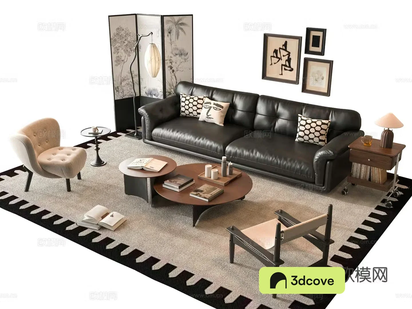 Middle-aged sofa combination 3D model