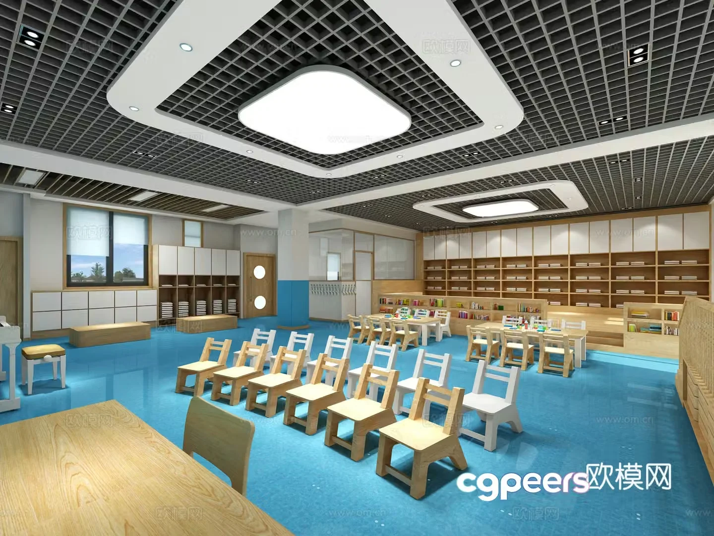 Modern training room kindergarten classroom 3d model