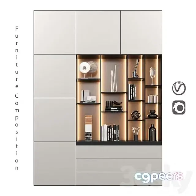 3ds Max Free – Furniture Composition 048
