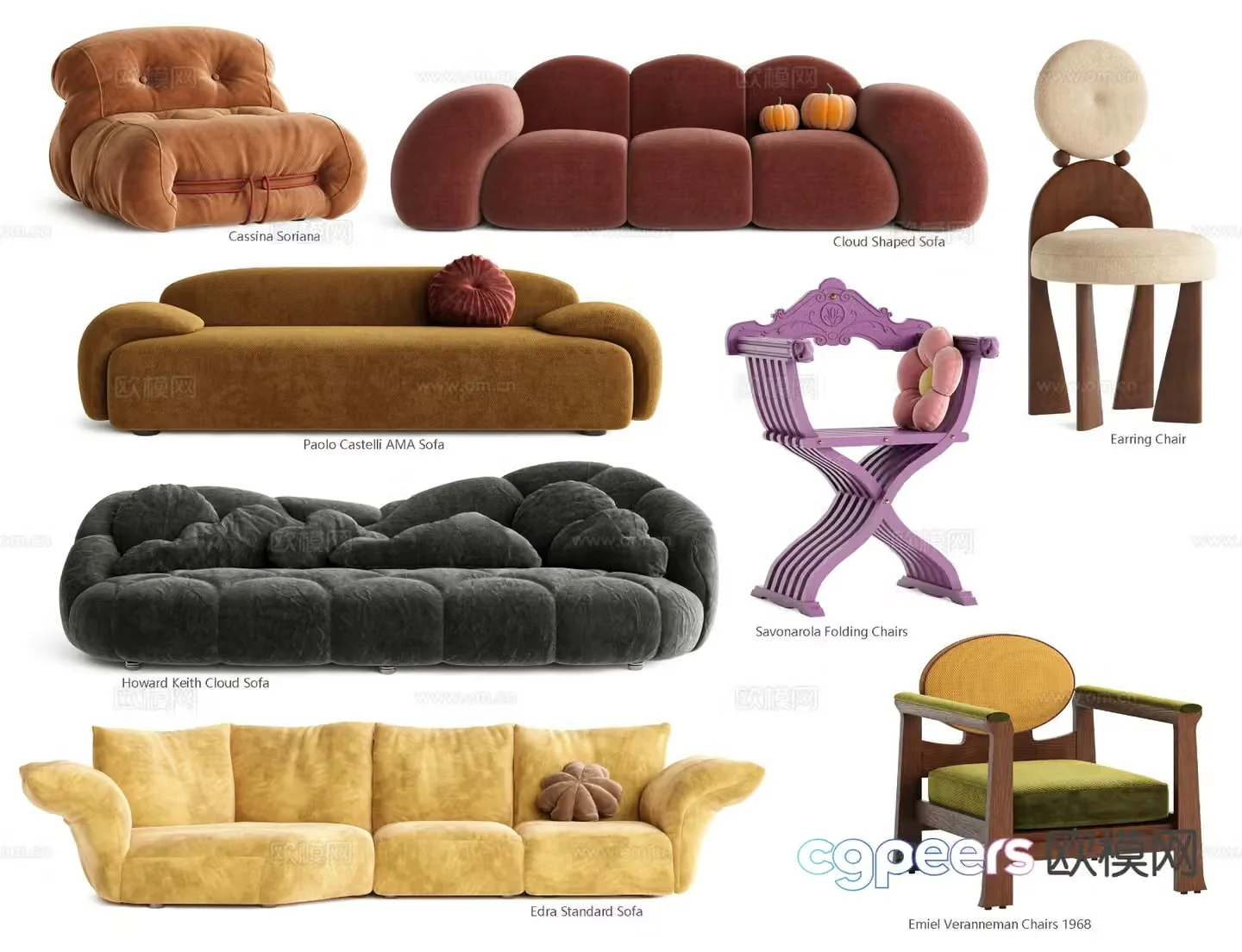 Medieval style sofa multi-person sofa leisure chair 3d model