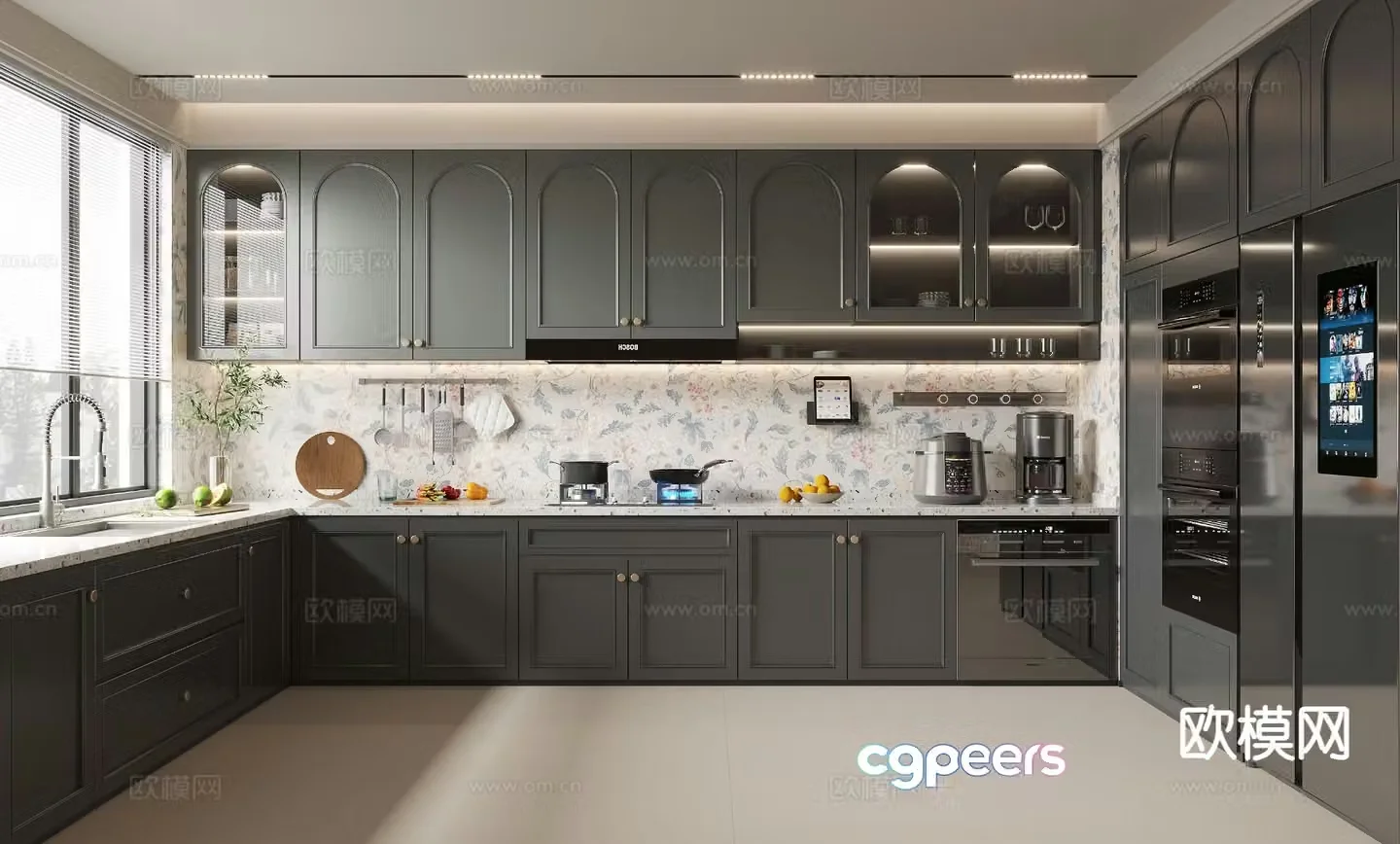 French retro kitchen 3d model