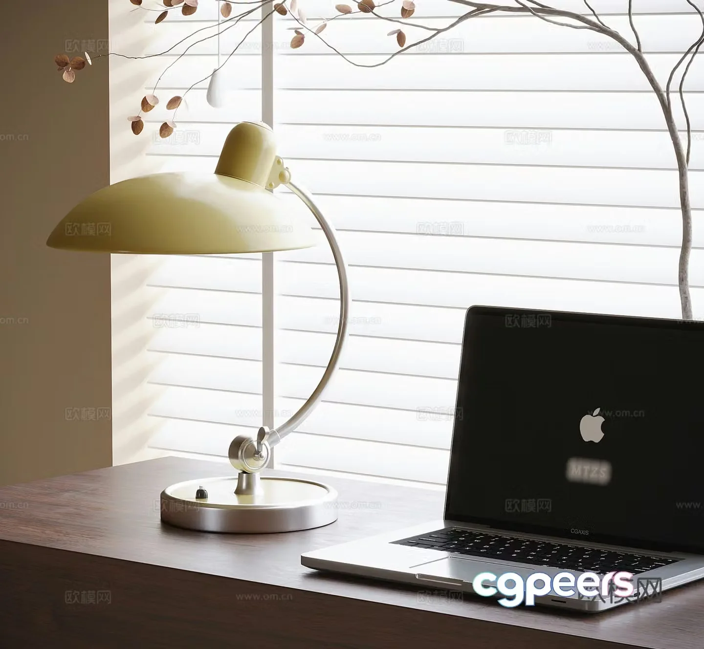 Modern desk lamp laptop 3d model