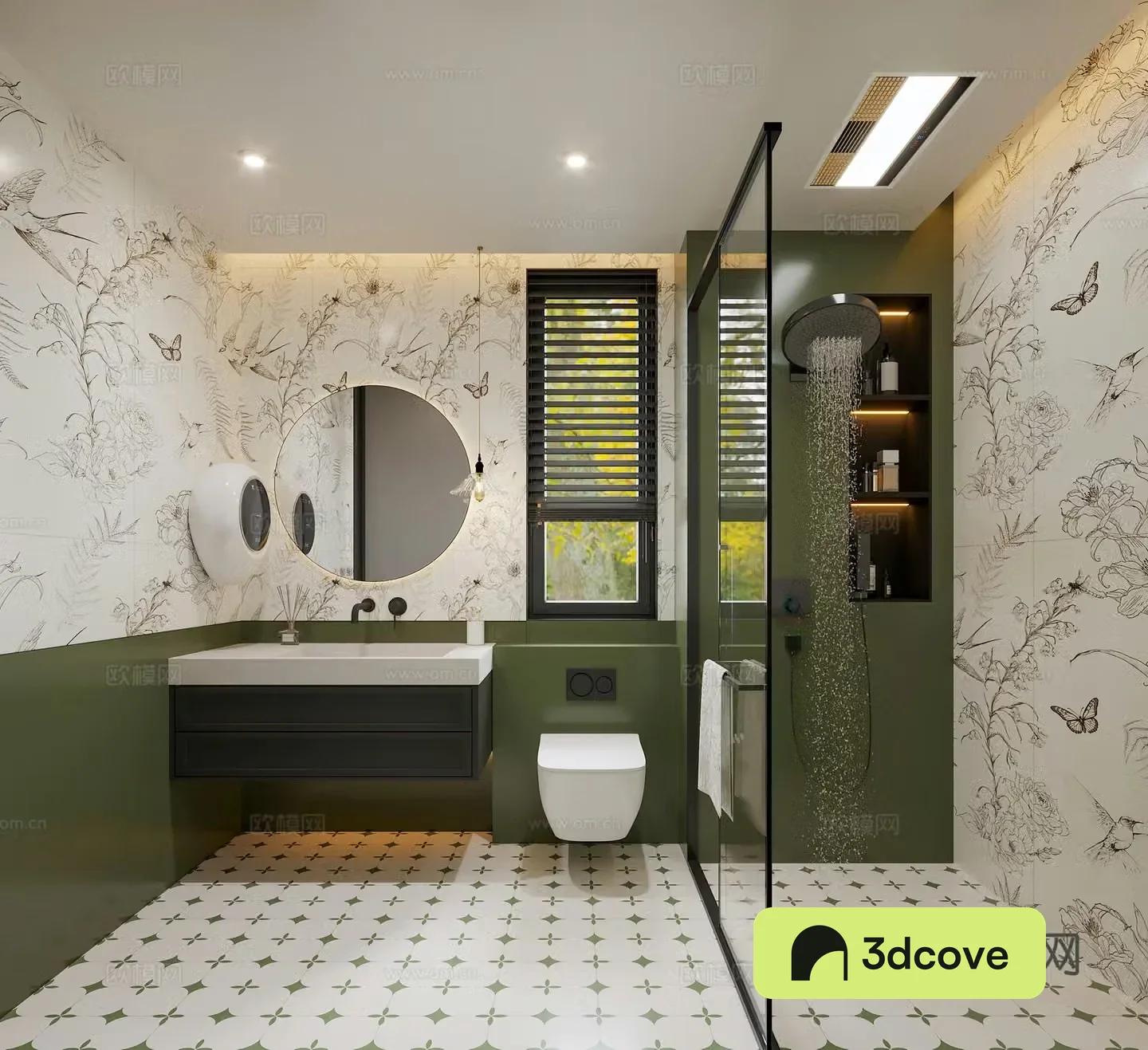 Bathroom French cream style bathroom Finished bathroom cabinet Smart toilet