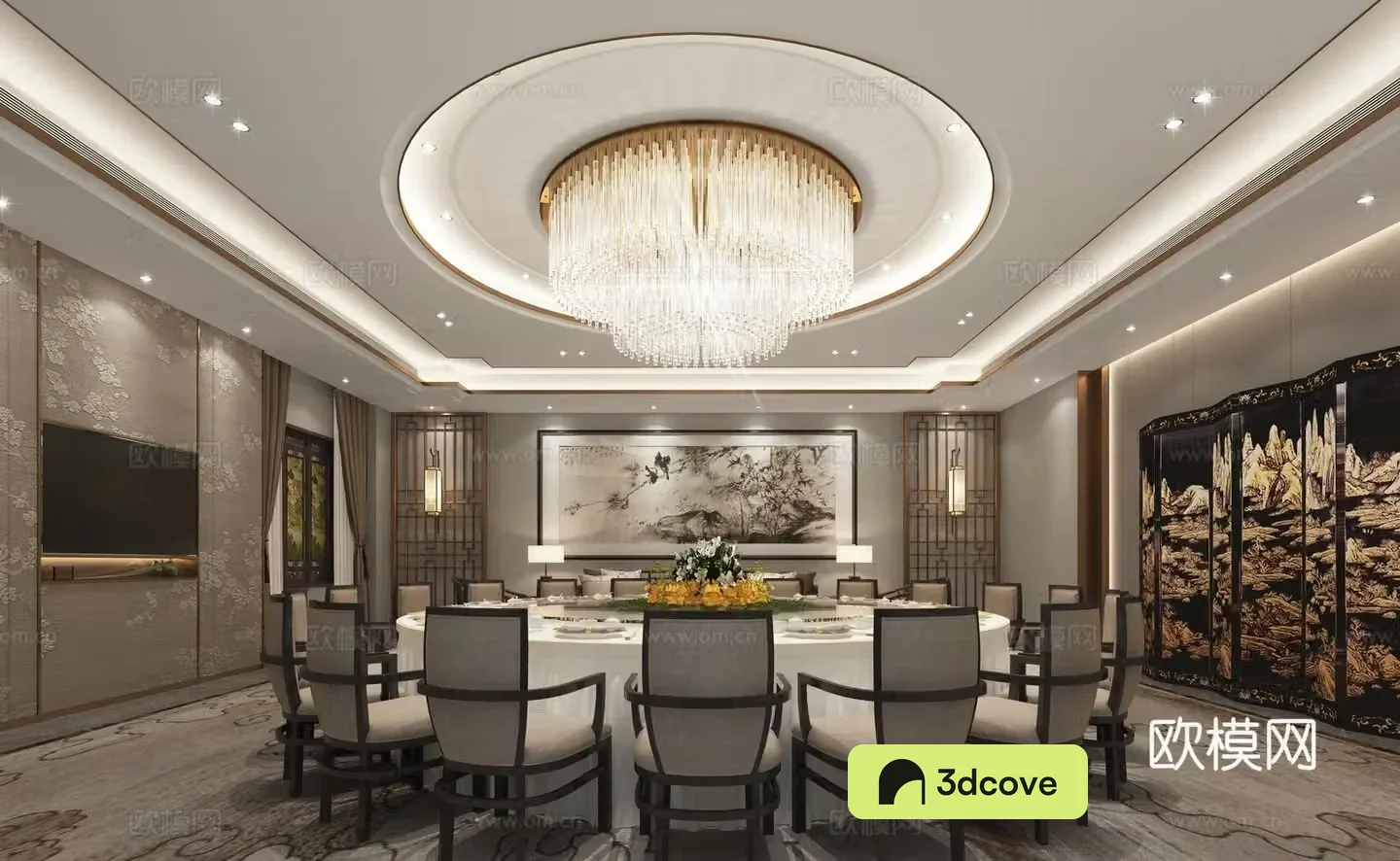 Chinese restaurant private room 3D model of restaurant private room