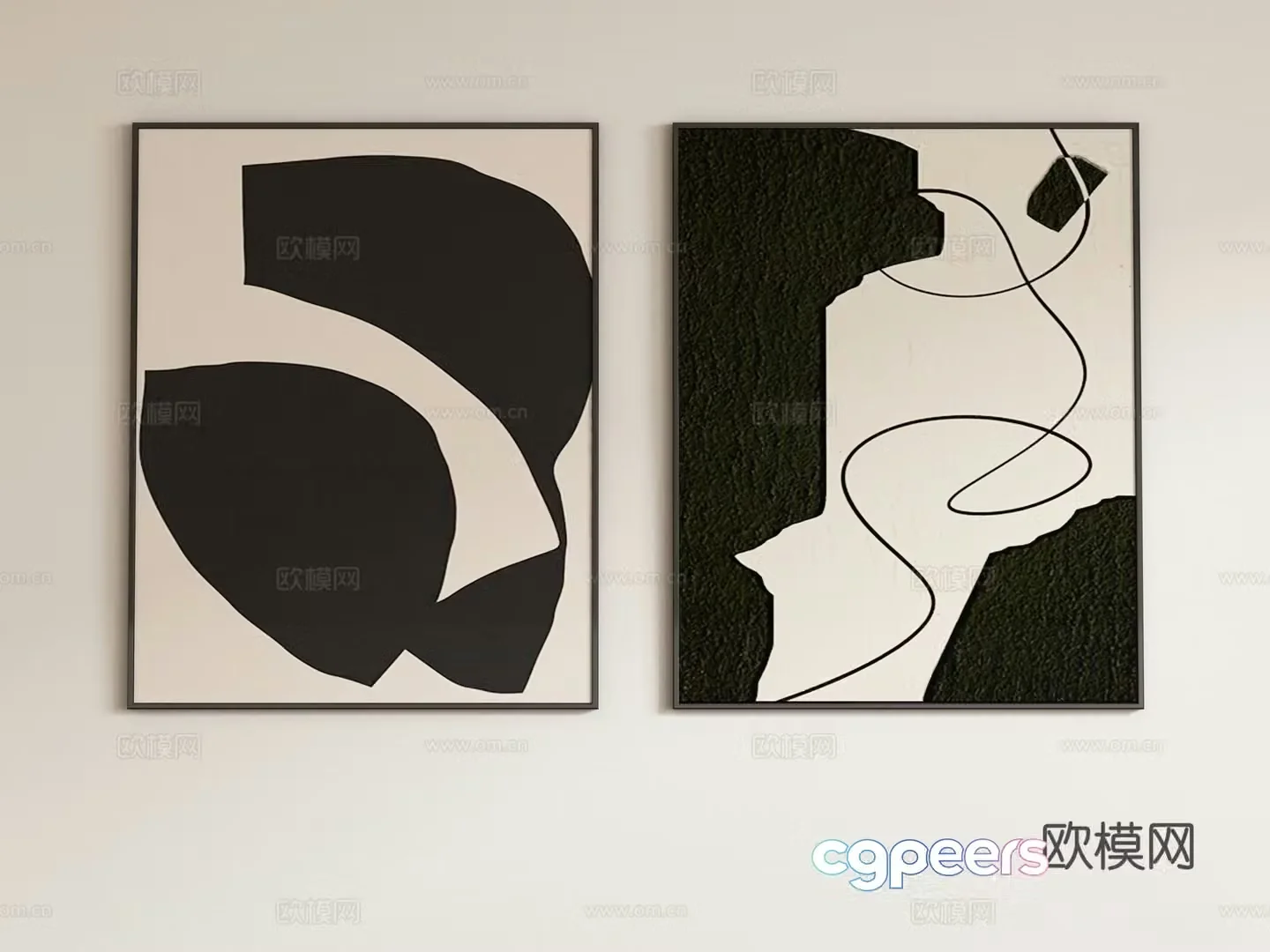 Modern abstract painting decorative painting hanging painting 3d model