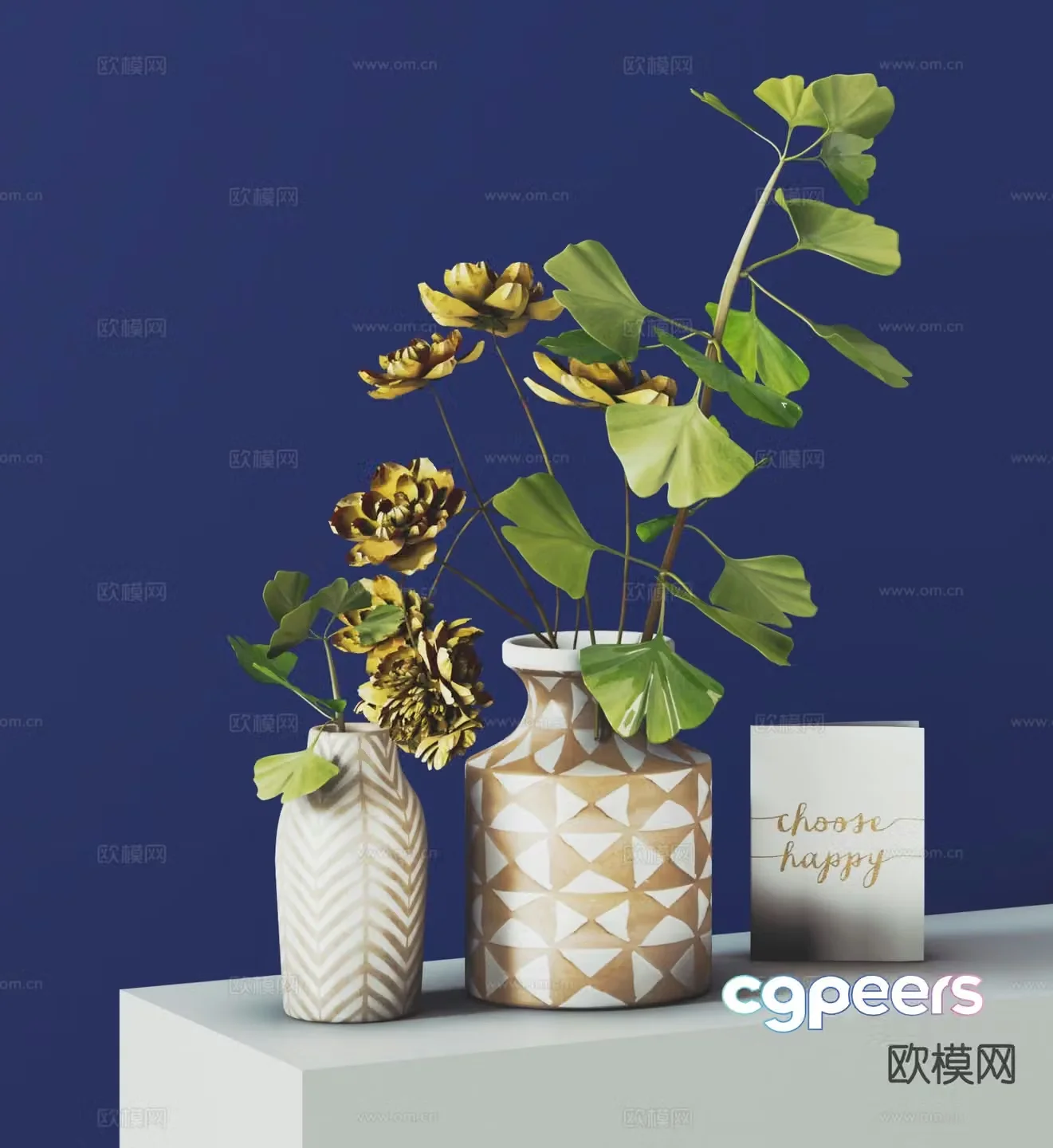 Modern vase flowers flower arrangement ornaments 3d model