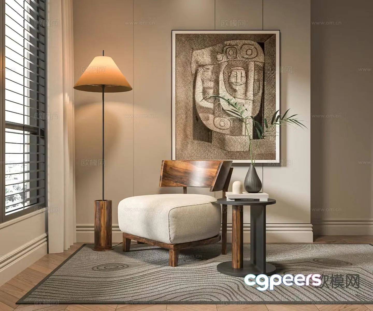 Medieval style chair leisure chair 3d model
