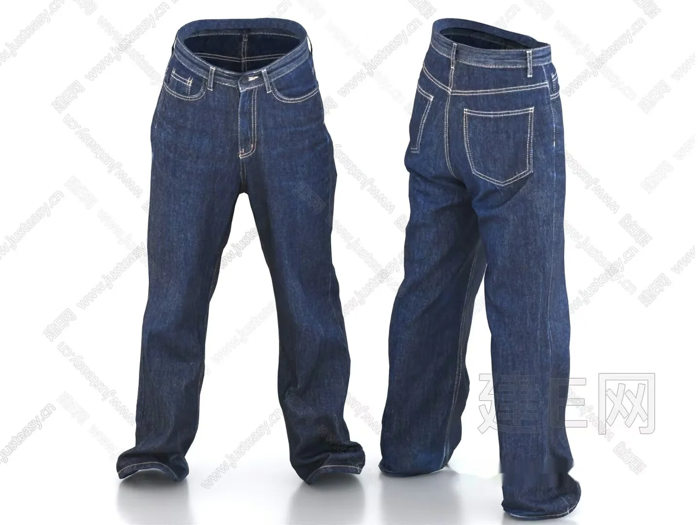 A Pair Of Dark Blue Jeans 3D Model – 11165 – VRAY Render