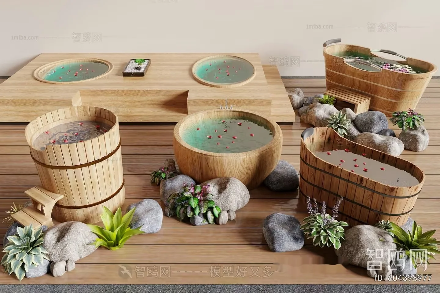Wooden Bathing Tubs 3D Model – 14807 – CORONA Render