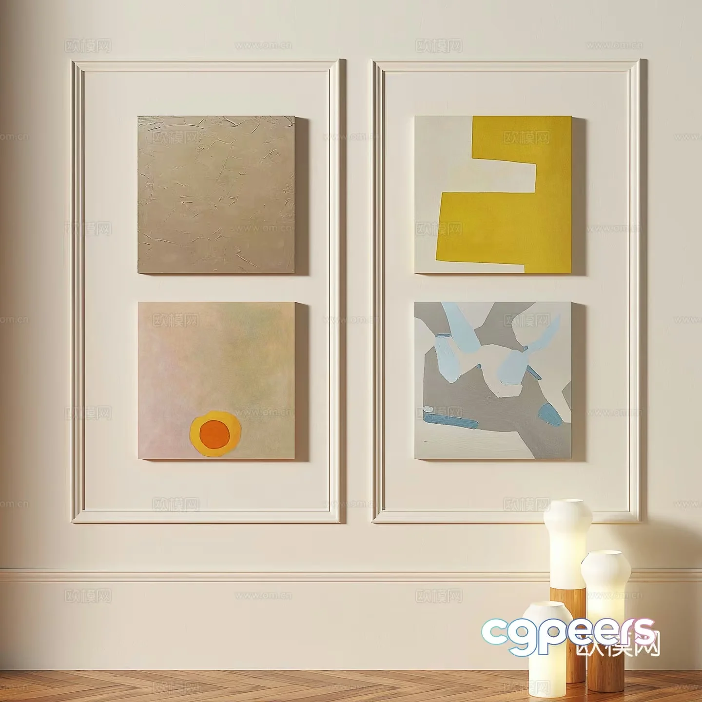 Abstract Art Pieces 3D Model – 6423 – VRAY Render